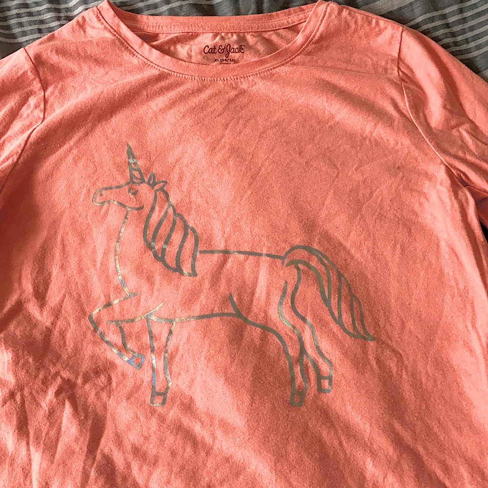 NWOT Lt Pink Silver Unicorn long sleeve T-shirt